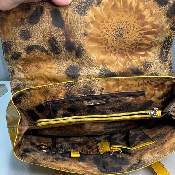 Maxximum Crocodile Embossed Yellow Leather Handbag Retro VIntage Bright Funky - Picture 7 of 14